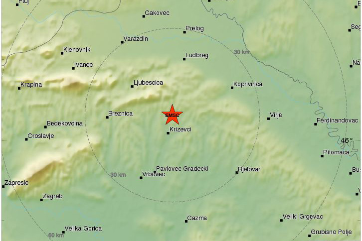 POTRES Zemlja se zatresla nedaleko od Koprivnice